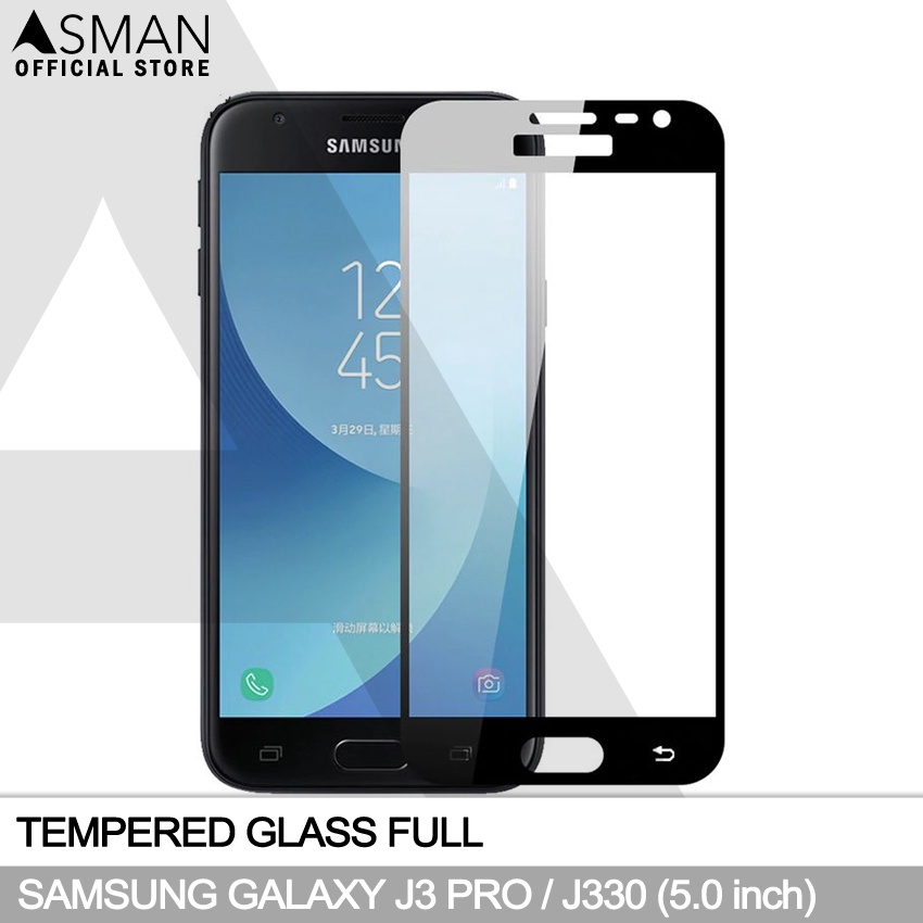 Tempered Glass Full Samsung Galaxy J3 Pro / J330 (5.0&quot;) | Anti Gores Kaca - Hitam