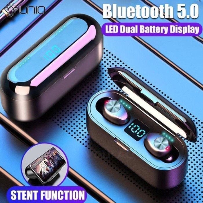 [CEV] F9 TWS Headset Bluetooth 5.0 Wireless Earphone LED Display IPX7 Mini