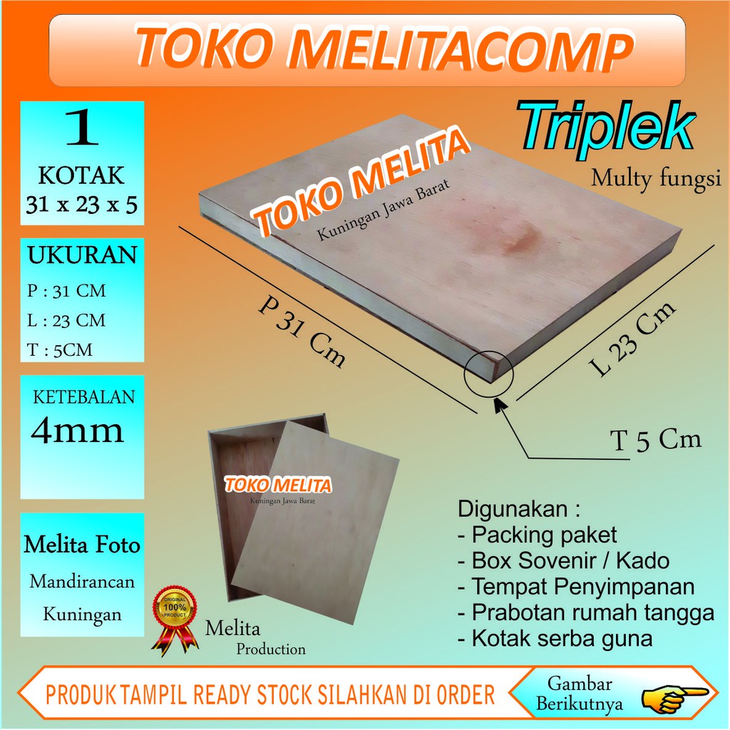 

Kotak packing 31x23x5 cm tebal 4mm perlengkapan packing kado souvenir box serba guna bahan triplek