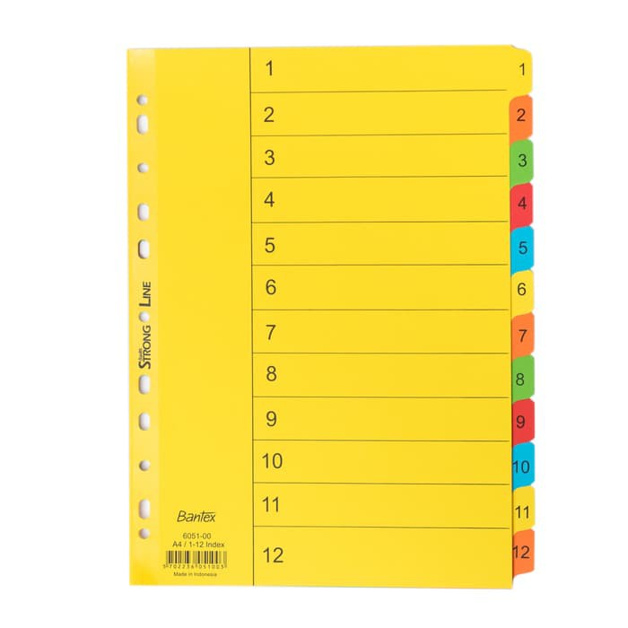 

Bantex Cardboard Divider & Indexes A4 1-12 (12 Pages) #6051 00