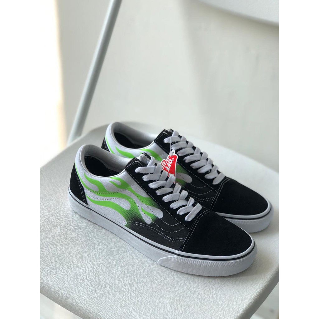vans green flame old skool