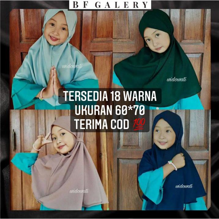 BFJ003 Jilbab Instant Anak Dewasa Mariyam Muslim Size 60*70 Untuk Usia 5-12 th (BISA COD)