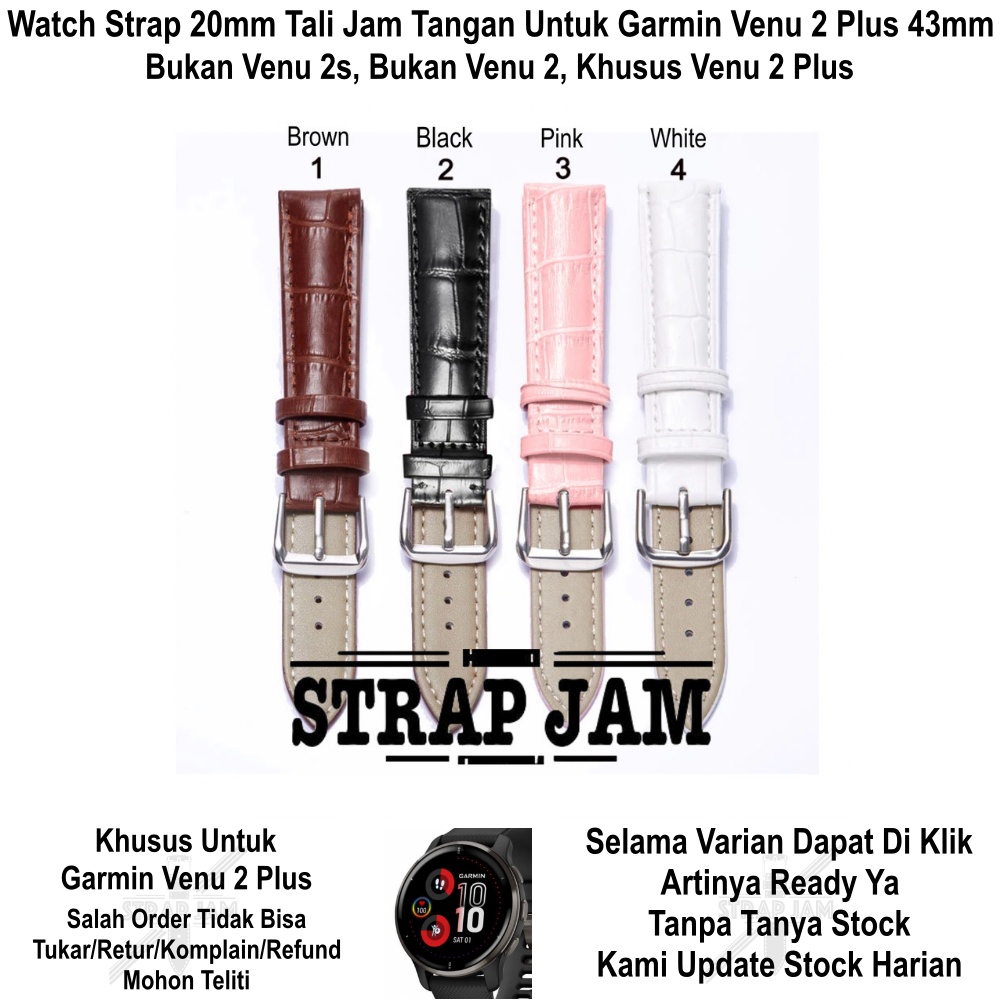 Crocodile Watch Strap Garmin Venu 2 Plus 43mm - Tali Jam Tangan 20mm Leather Motif Kulit Buaya