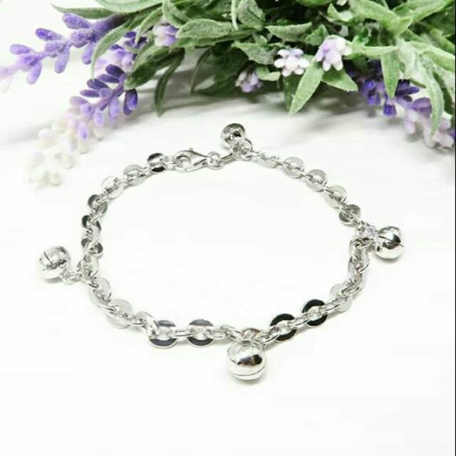 BCGT017 GELANG ANAK BAYI BALITA NORI JUMBO 4 LONCENG PERAK SILVER 925 LAPIS EMAS