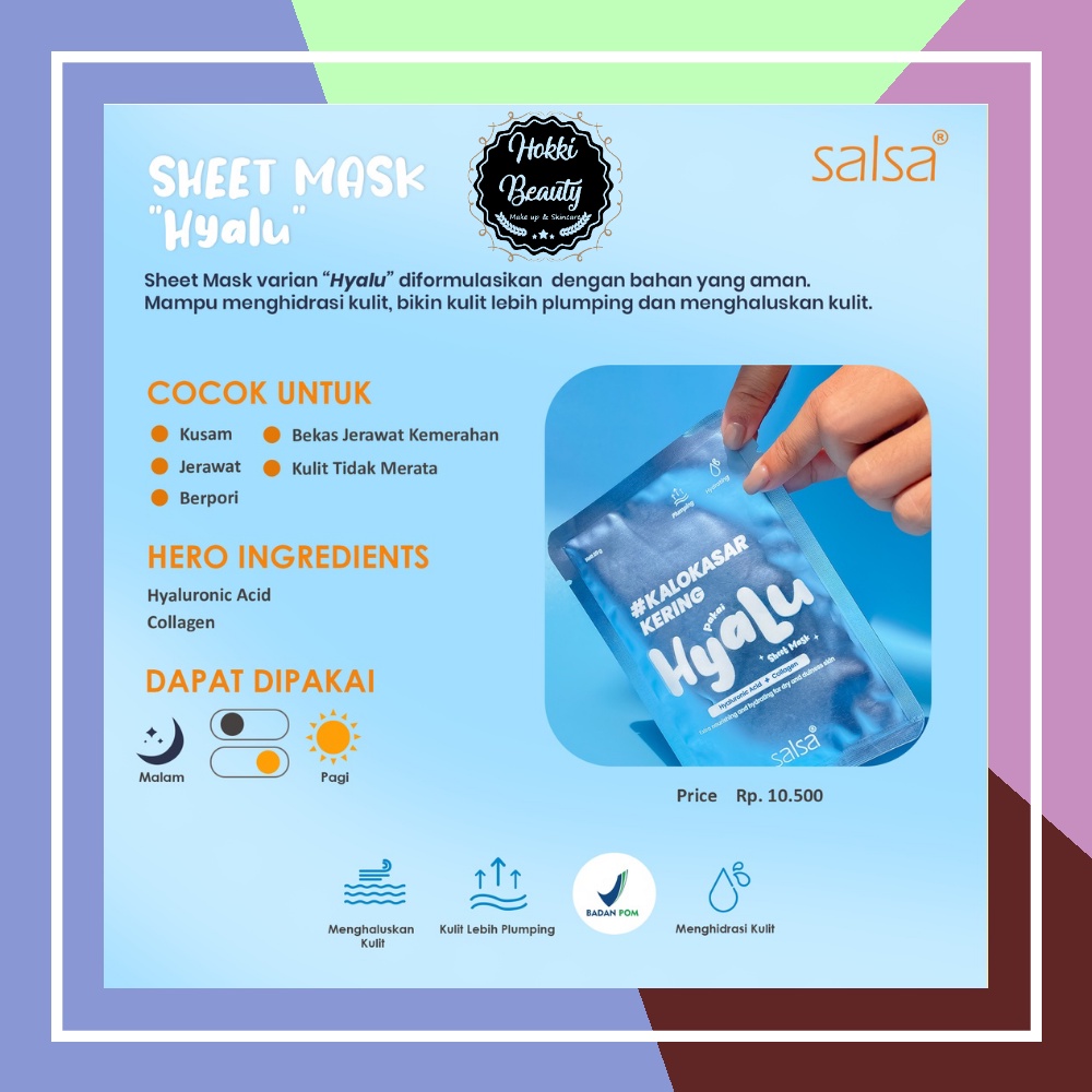 SALSA Sheet Mask - Masker Wajah Daily (Hyaluronic, Niacinamide, Snail)