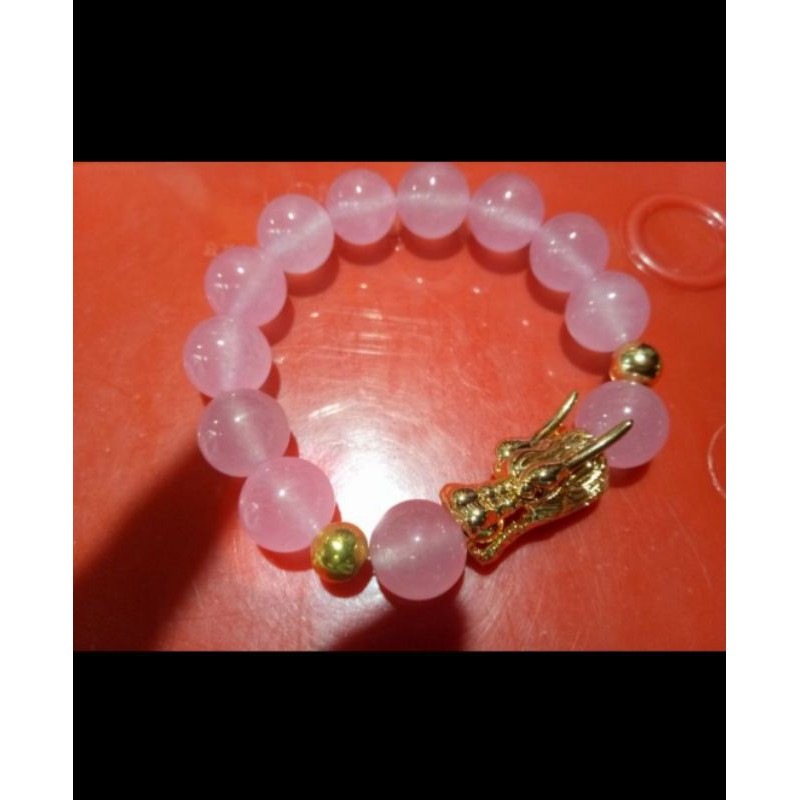 GELANG GIOK PINK ASLI COMBI NAGA HOKI IMPOR.