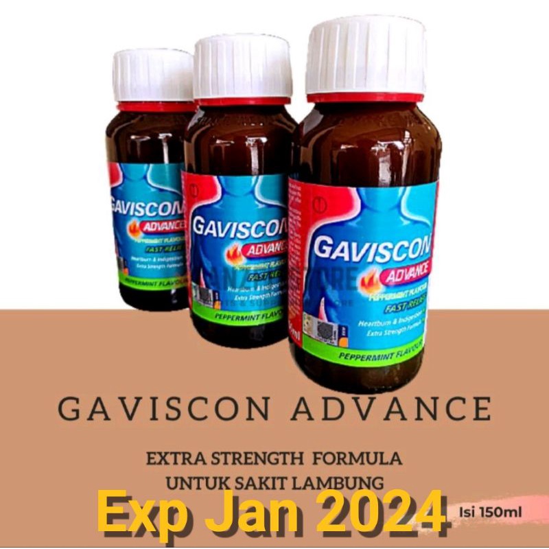 Gaviscon Advance Fast Peppermint Obat Maag Asam Lambung Gerd 150 ML Liquid Import Malaysia Penang