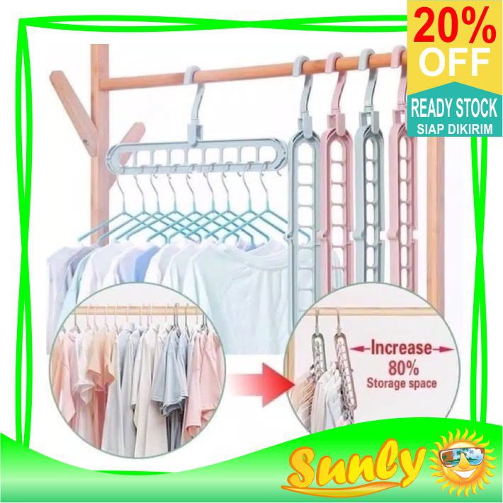 ☀ Sunly ☀ A043 Gantungan Magic Hanger 9 Slot Multifungsional Foldable Hanger Import Murah