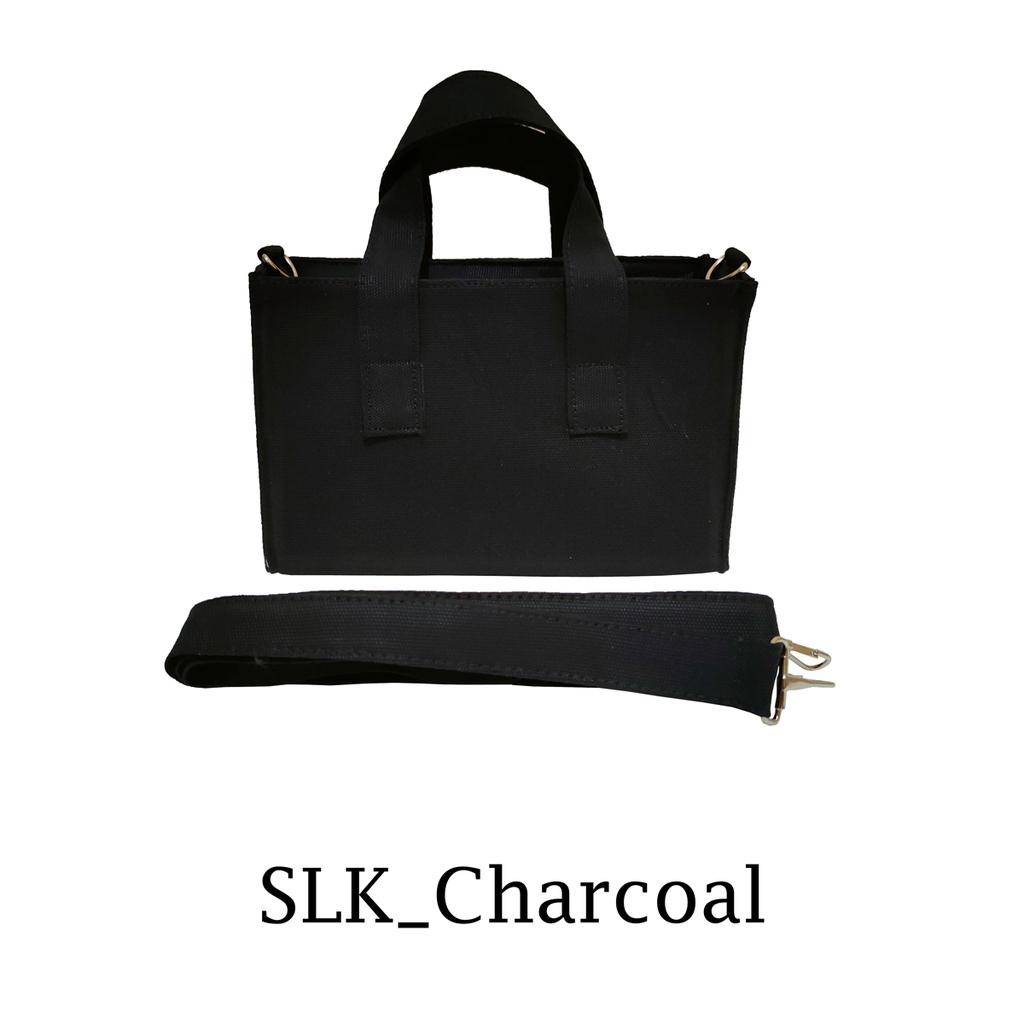 Slingbag Kanvas Wanita 22x14x9cm Sling Bag Bisa Jadi Hand Bag Motif SLK_Charcoal