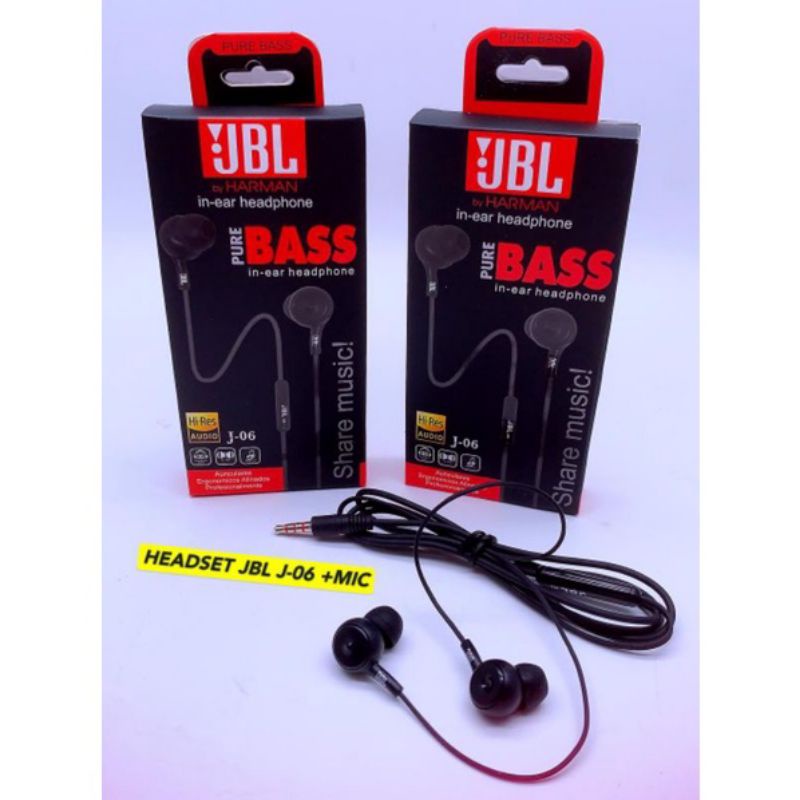 Handsfree Earphone JBL J-06 Pure Bass Hi-Res