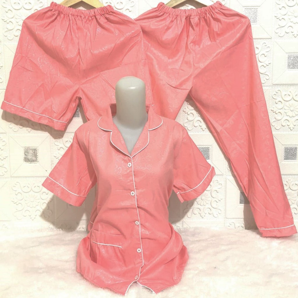 ISANNY PIYAMA SET SATEN EMBOS 3IN1 L/PIYAMA DEWAS/READY 20 WARNA-SALEM