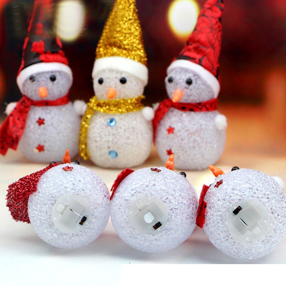 Ornamen Lampu Led Desain Snowman Santa Claus Untuk Dekorasi Pesta Natal
