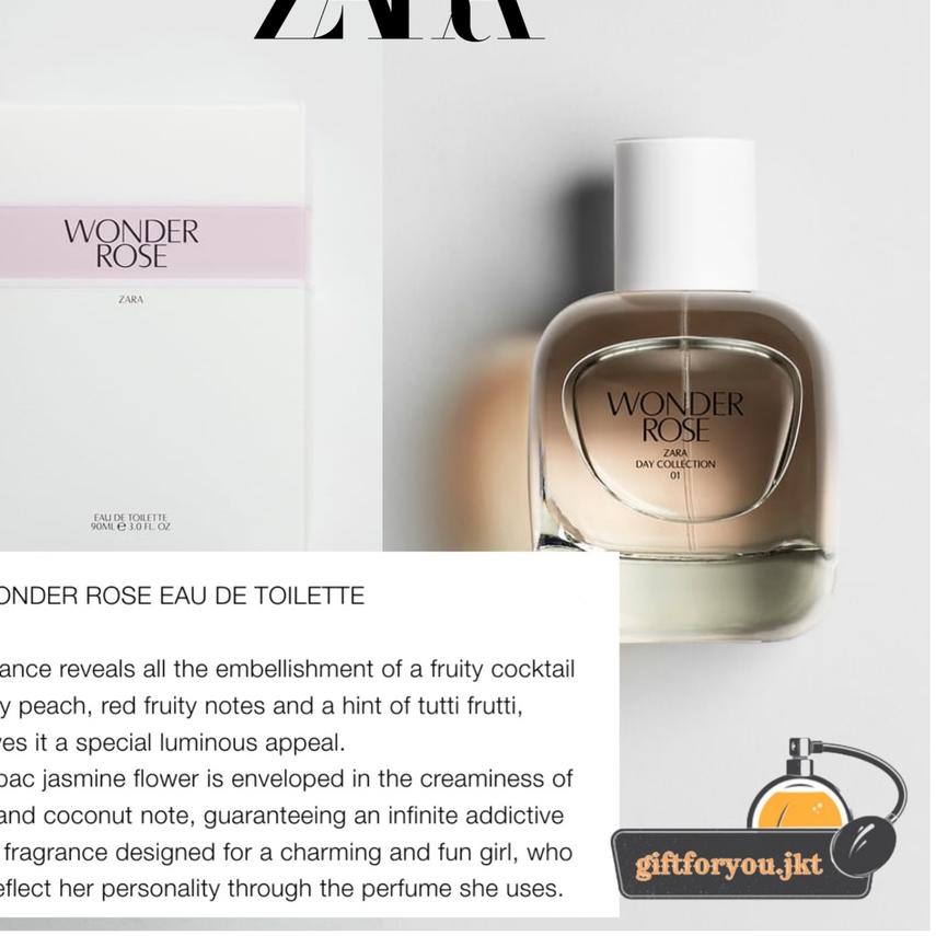 EXCLUSIVEParfum Zara Wonder Rose Parfum EDT Wanita Original 10 30 50 90 100 180 200 ml Wonderrose Wo