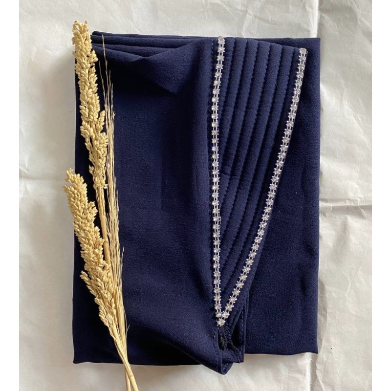 Pashmina Instan Tali Ped Busa Swarosky Diamond Super Pasmina Payet Pashtan Bando Realpicture PashmiaLesty-Navy