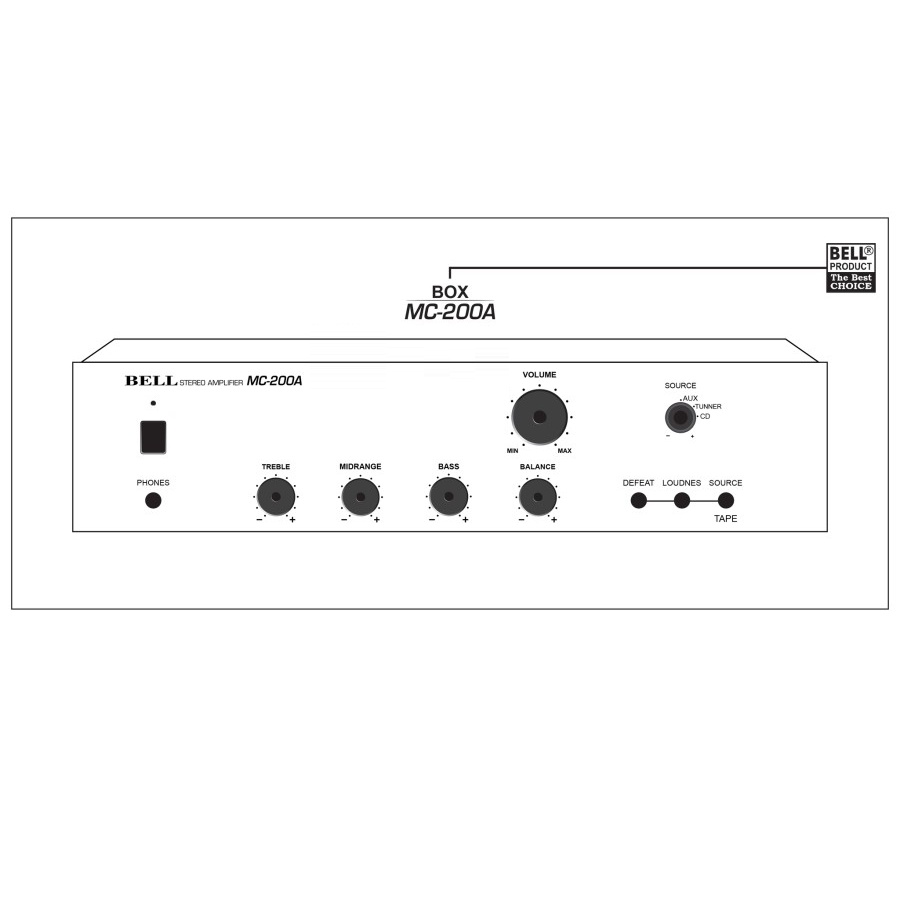 Box Power Amplifier Mc-200A Box Power Amplyi Tone Control  Bell M 200A