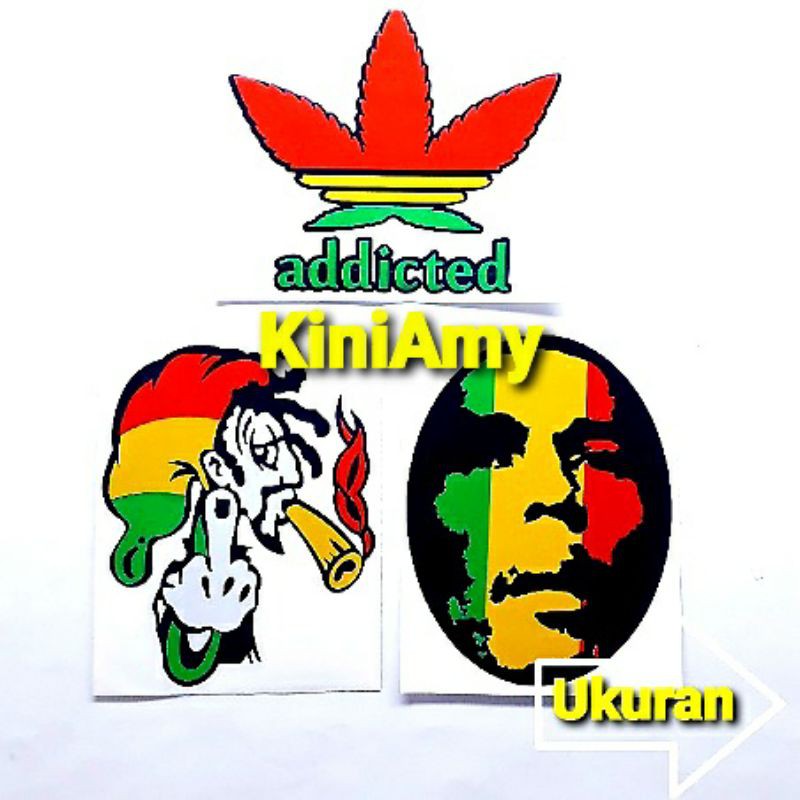 Cutting Sticker Reggae Rasta Mania (Bob Marley*) Variasi Aksesoris HP Laptop Helm Motor Mobil Truck