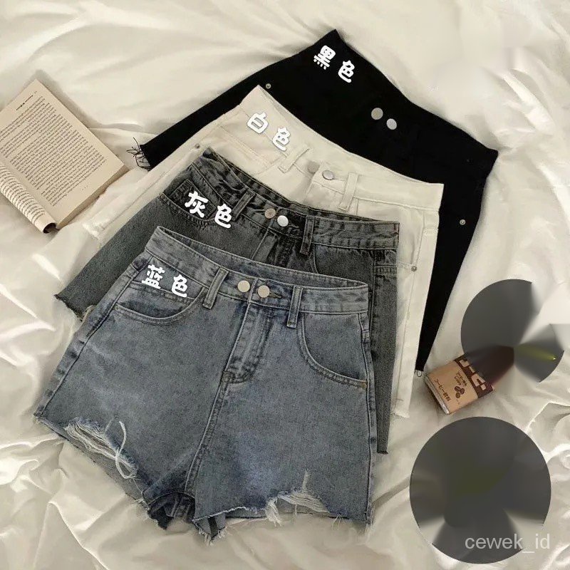 CEWEK_ID Hot pants celana pendek jumbo celana jins wanita kekinian highwaist pants celana pendek cewek short pants ripped jeans ootd