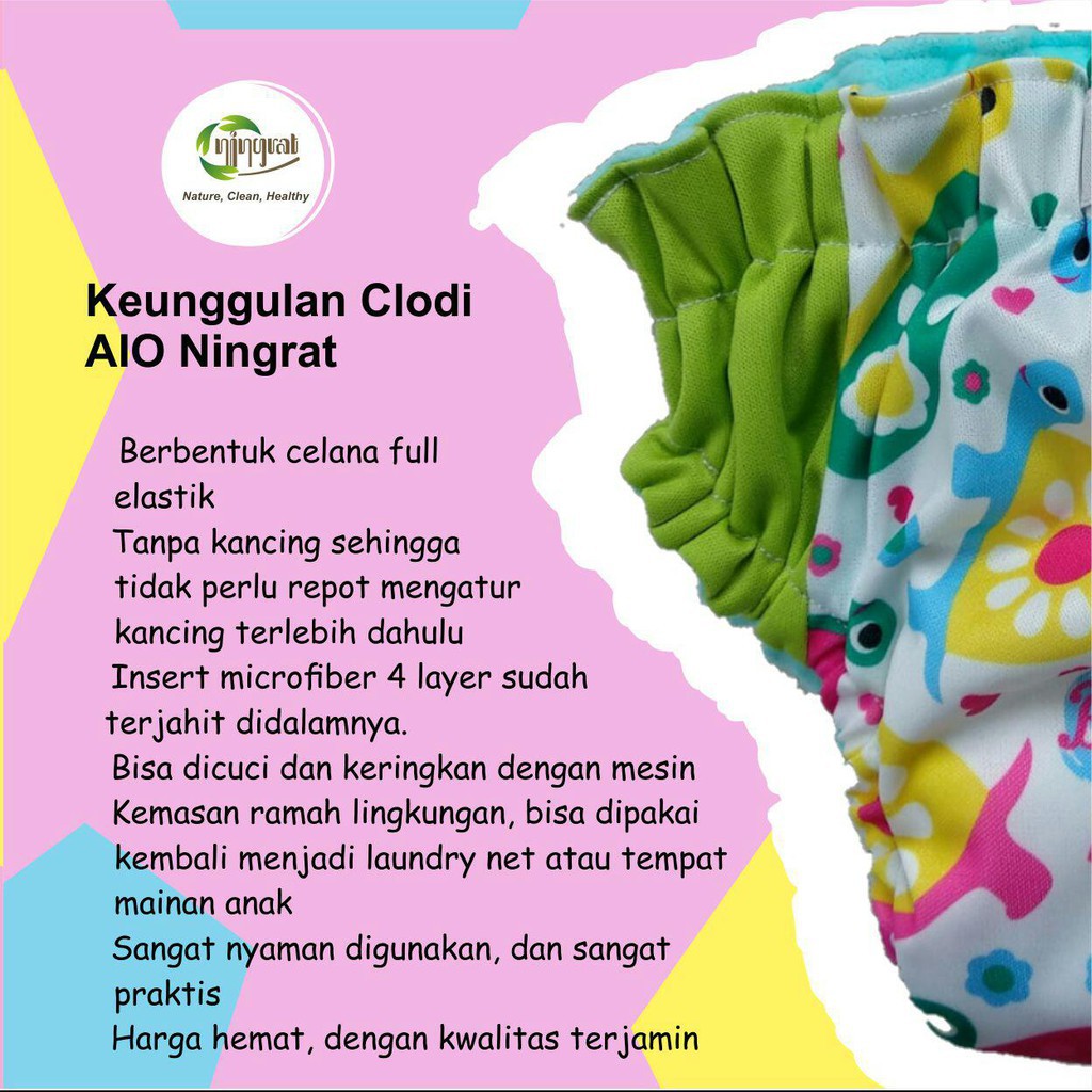 Popok Clodi Bayi Ningrat AIO Regular Clody Kain Cuci Ulang Untuk BB 5-15 Kg