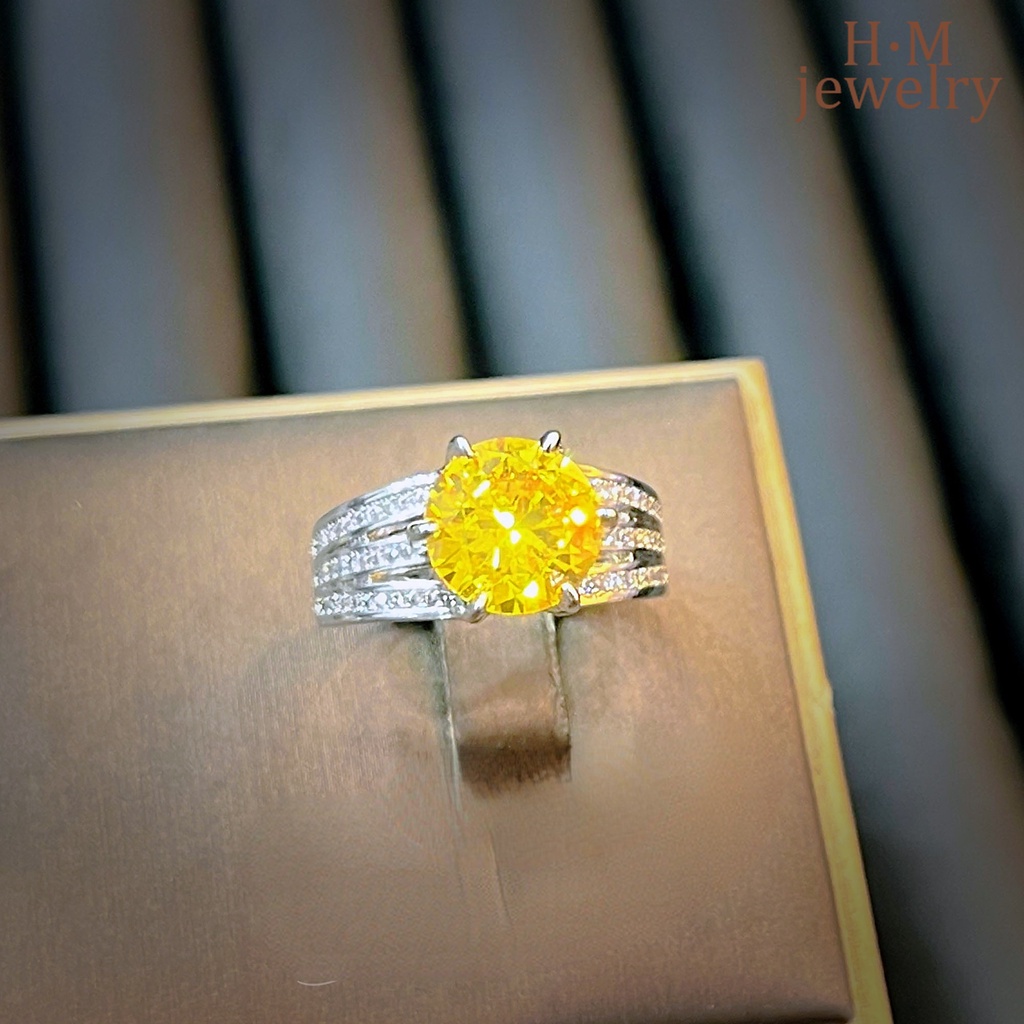 Cincin Model Terbuka Desain Bulan Sabit Hias Permata Kuningberlian Pink Untuk Wanita