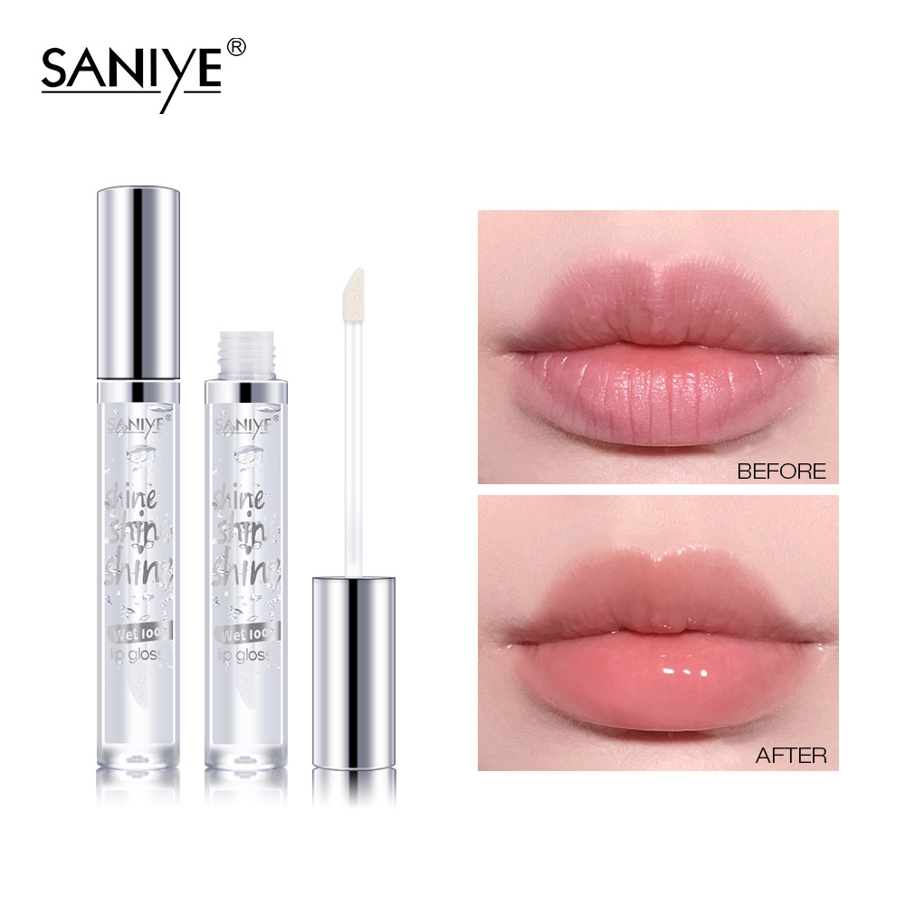【SANIYE】 Mewah Perak Transparan Lip Oil Moisturizing Lip Skincare Gunakan Dengan Lipstik L1174
