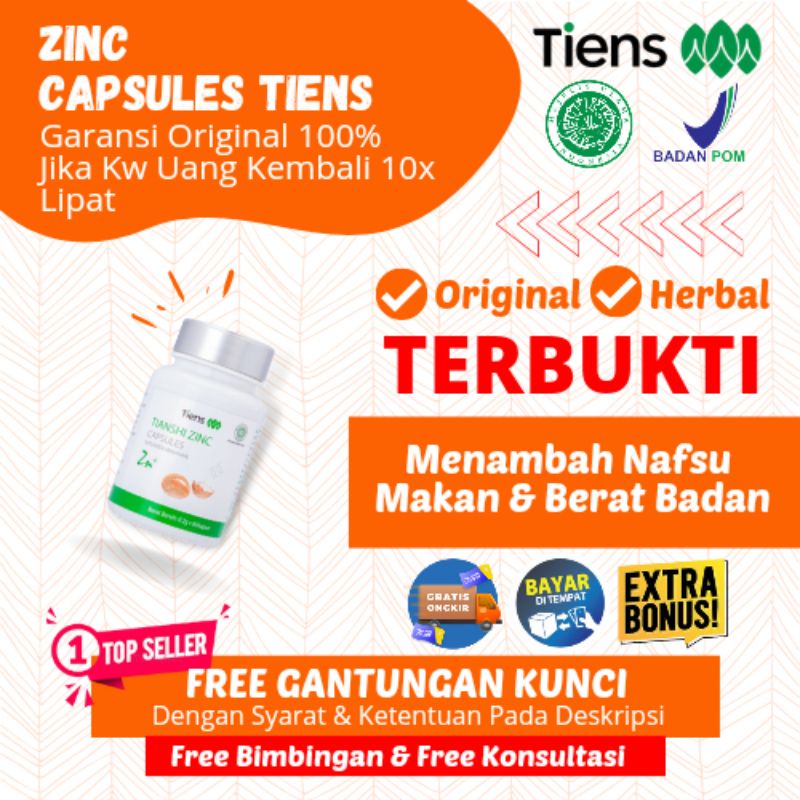 (TERAMPUH) ZINC CAPSULES 1 BOTOL SUPLEMEN PENGGEMUK BADAN PENAMBAH BERAT BADAN OBAT PENGGEMUK KAPSUL