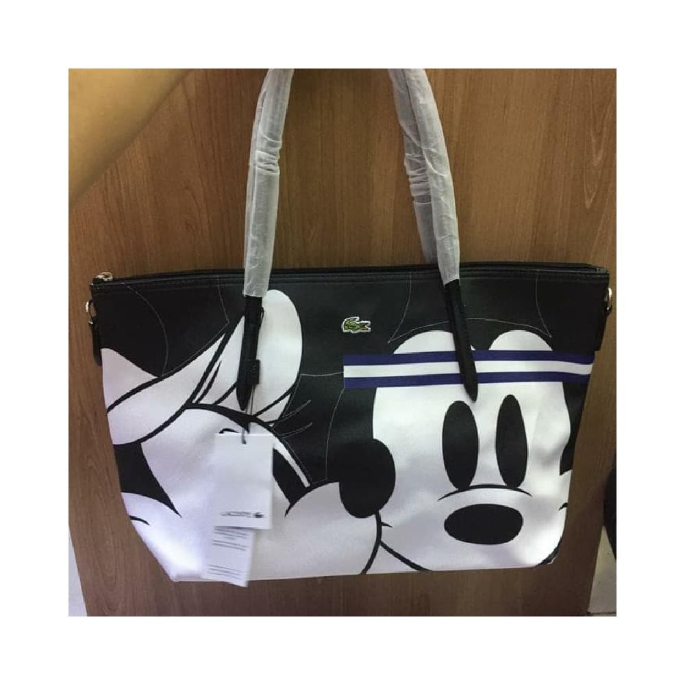 TAS TOTE IMPORT LACOSTE MICKEY MOUSE ADA TALI PJG - Hitam