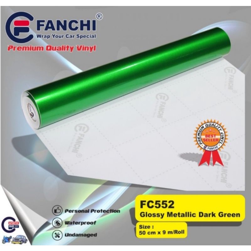 Sticker Fanchi FC552 Glossy Metallic Dark Green Hijau tua Candy metalik Glossy Premium Wrap