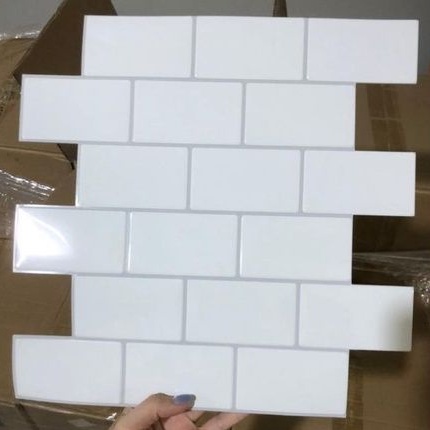 (1Pak isi 10Pcs) Sticker Dinding Timbul Glossy 3D Wall Tile Sticker Model Baru non-PU Glaze Bata Put