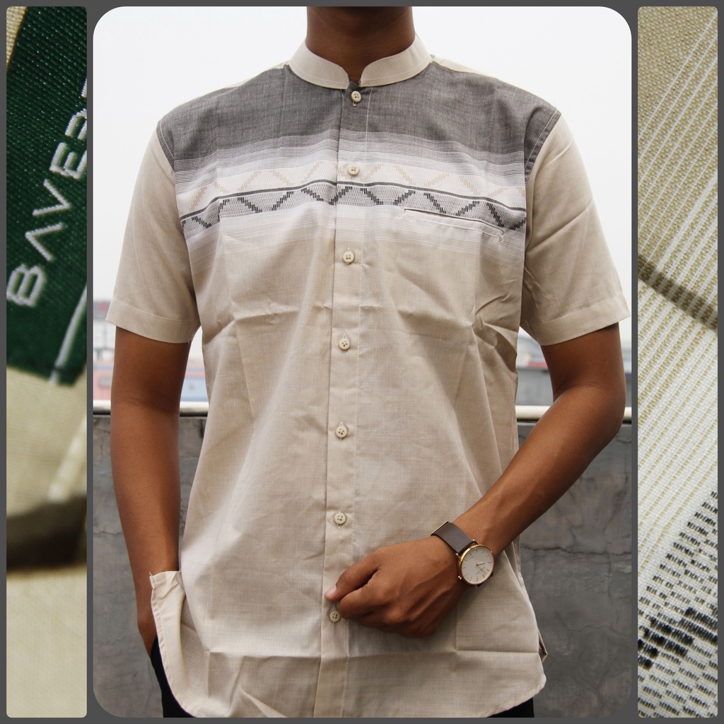 Baju Koko Pria Baverre Lengan Pendek Motif Bordir 13 Baju Muslim Pria Baju Solat Pria