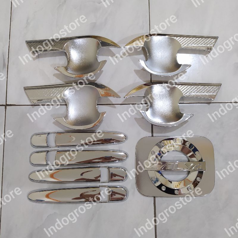 PAKET HANDLE COVER TANKI &amp; OUTER CHROME MOBIL TOYOTA CALYA 2016-2021