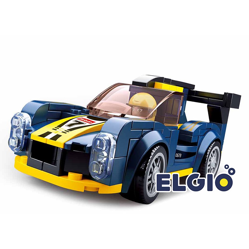 Sluban Bricks Mobil Balap Biru Kuning F1 Racing Car Club Lemans Block M38 B0673