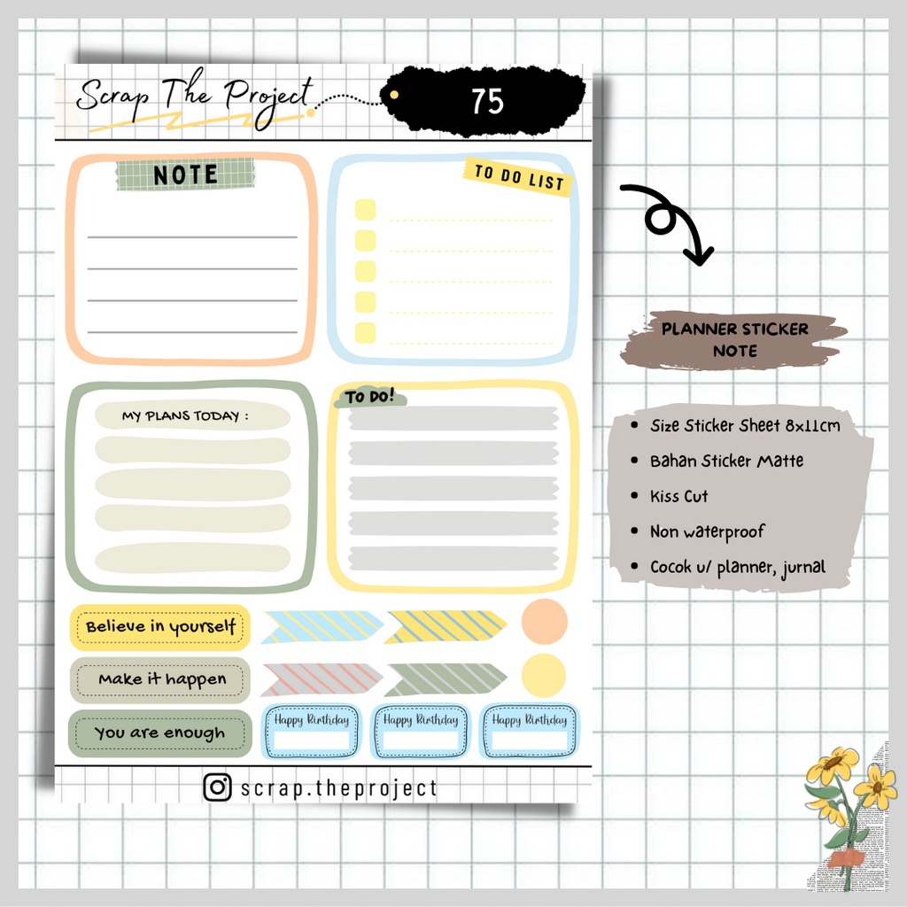 

STICKER PLANNER JOURNAL / STICKER NOTE TO DO LIST / STP - 75