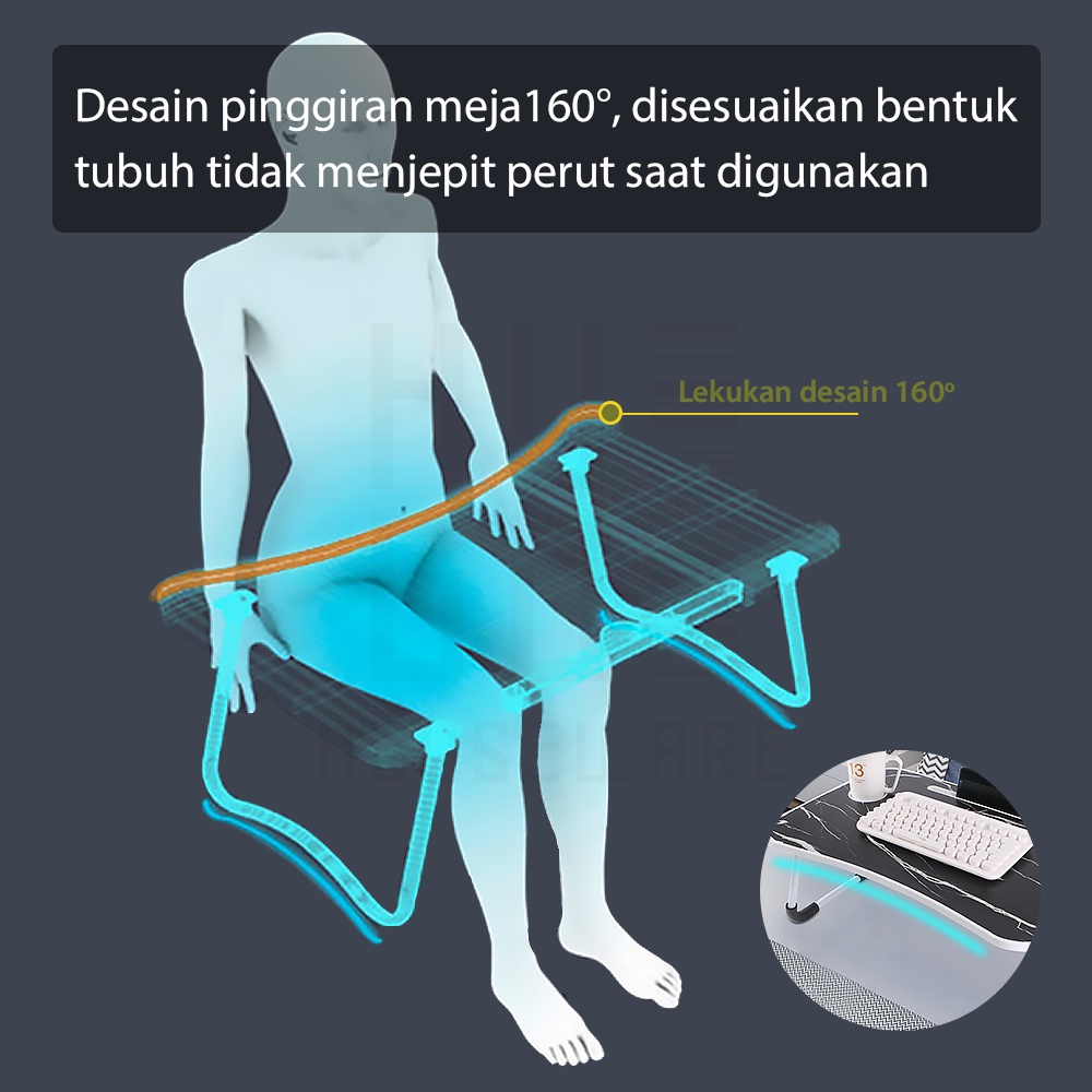 HUGO Meja Belajar Anak Portable dengan Handle / Meja Lipat Laptop Serbaguna Anti Air