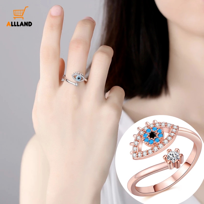 Cincin Knuckle Desain Mata Iblis Warna Rose Gold Silver Aksen Kristal Gaya Vintage Boho Untuk Wanita