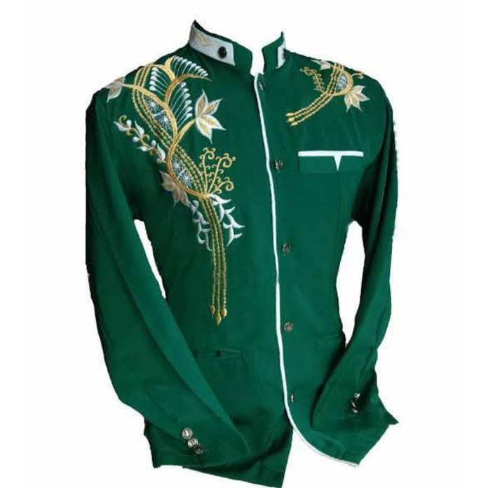 JASKO BORDIR HIJAU LIST PUTIH , JASKO TERBARu