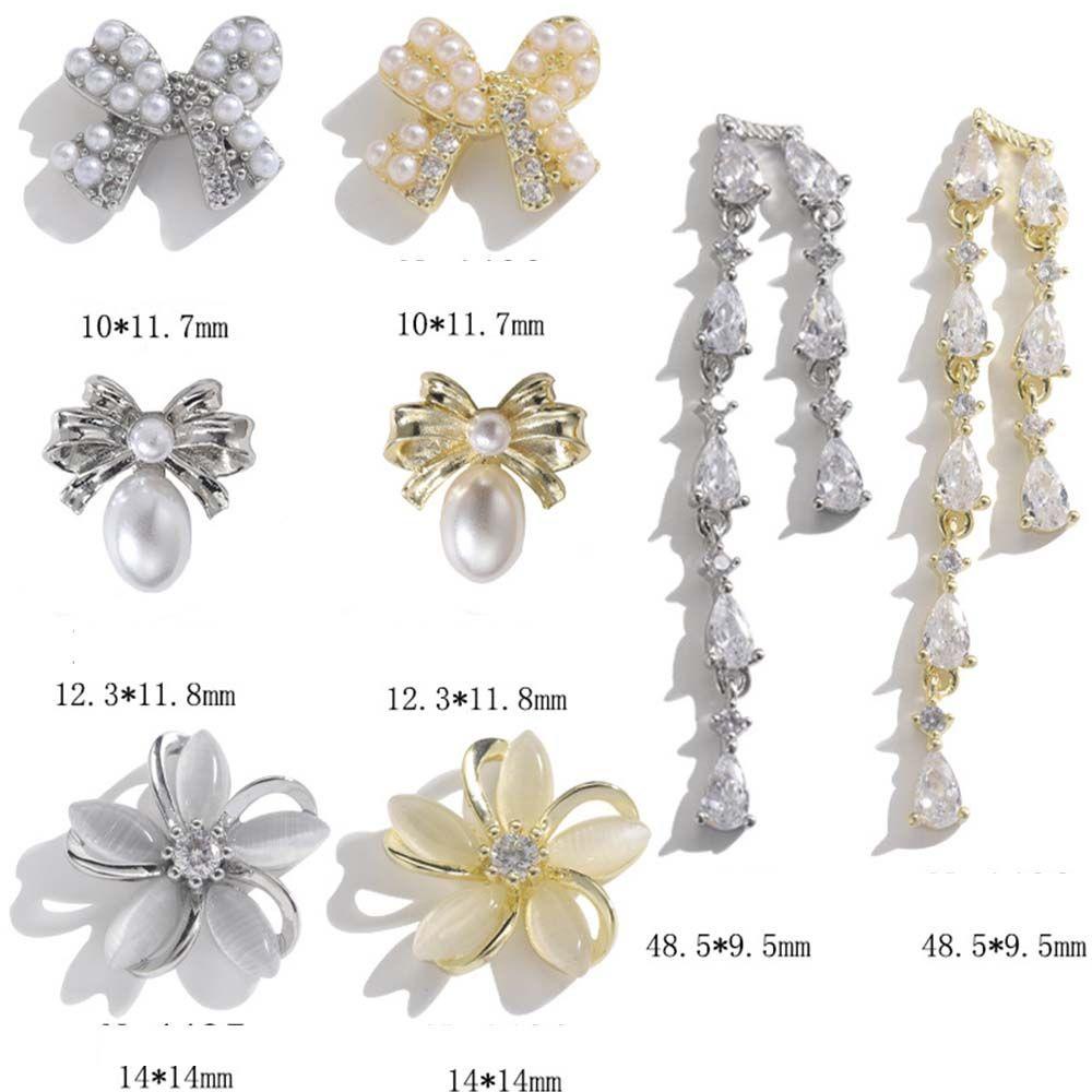 AUGUSTINA Augustina Busur Kuku Berlian Imitasi Mewah Fashion Hiasan Kuku Aksesoris Kuku Nail Art Perhiasan Rumbai Nail Charms