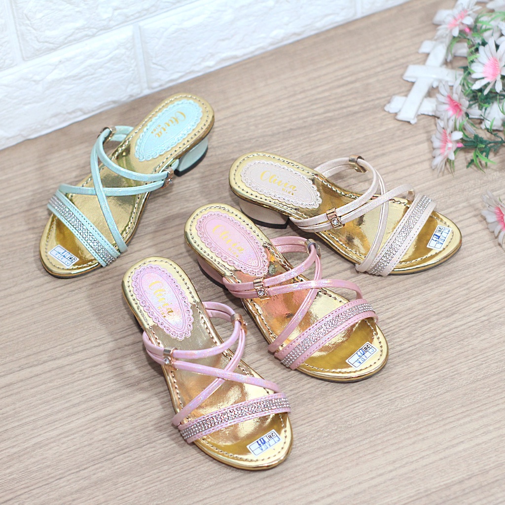 Sandal anak hak tahu 3cm terbaru silang - Clara 01