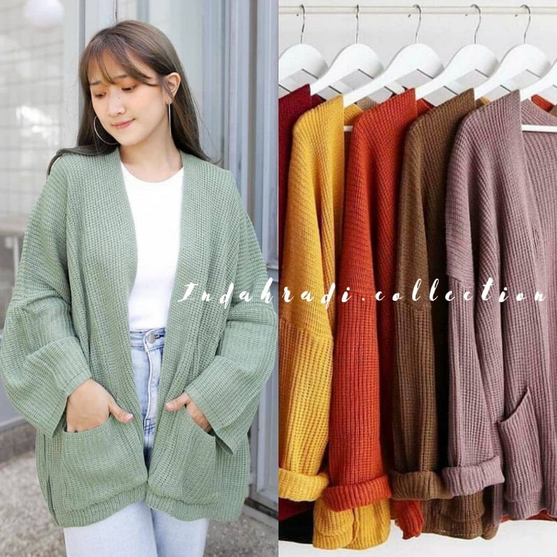 (REALPICT)LAVELA CARDIE KNIT TEBAL 7GET OVERSIZE CABLE ATASAN WANITA