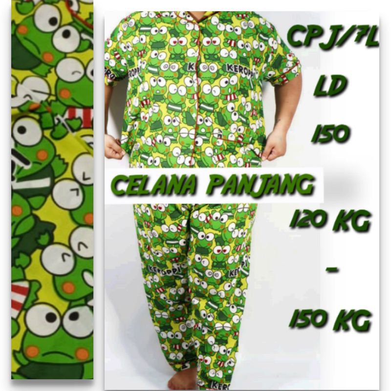 baju tidur keroppi couple mom dan kids setelan katun jepang