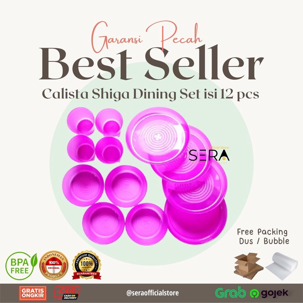 CALISTA SHIGA DINING SET (12 PCS/SET) ( Piring - Mangkok - Gelas)/TEMPAT MAKAN SET/DINING SET/PIRING
