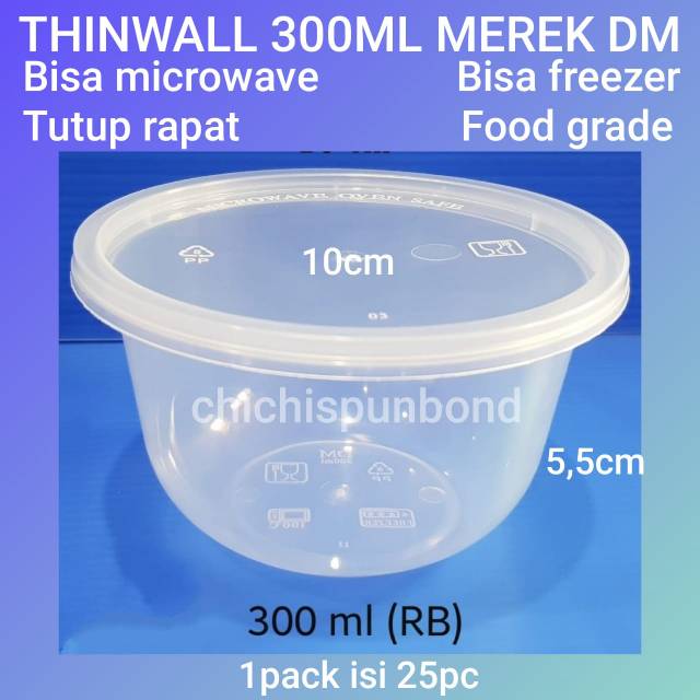 Thinwall food container 300ml / Cup salad 300ml/ Cup puding 300ml / Mangkok plastik / Mangkok Bening
