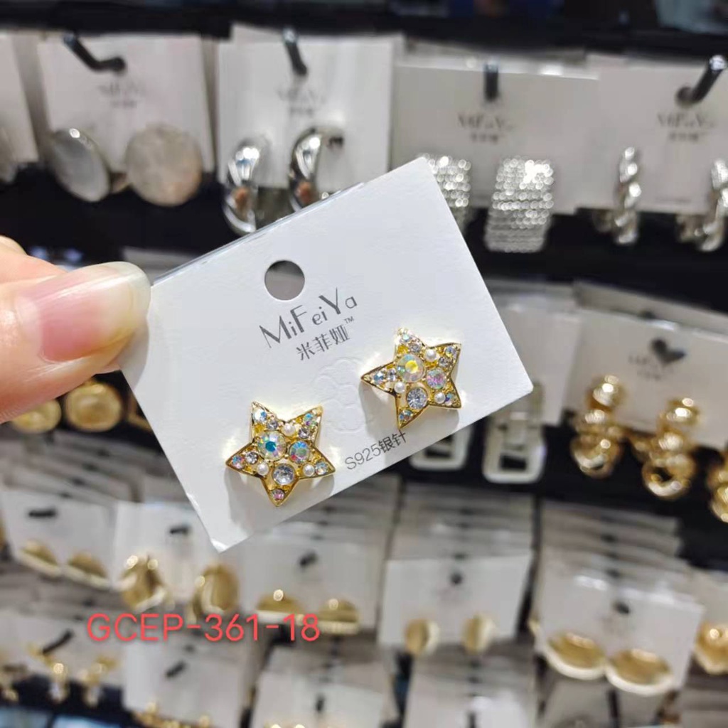 Anting Tusuk Gantung Bahan Stainless Steel Desain Pitabintang Hias Berlian Gaya Putri Untuk Wanita