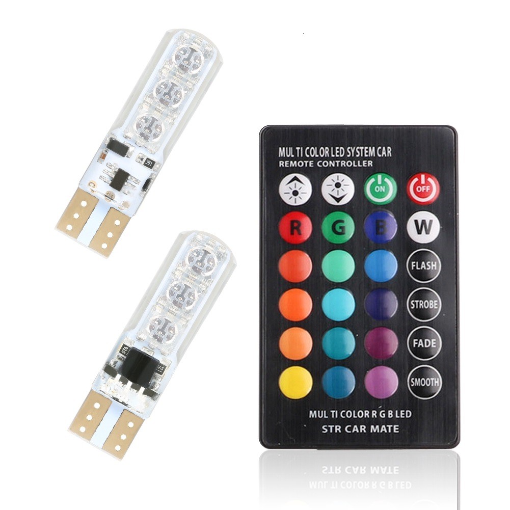 Lampu LED T10 Remote Wireless SMD DC 12V Lampu Kota Lampu Senja Lampu Sein RGB 2PCS