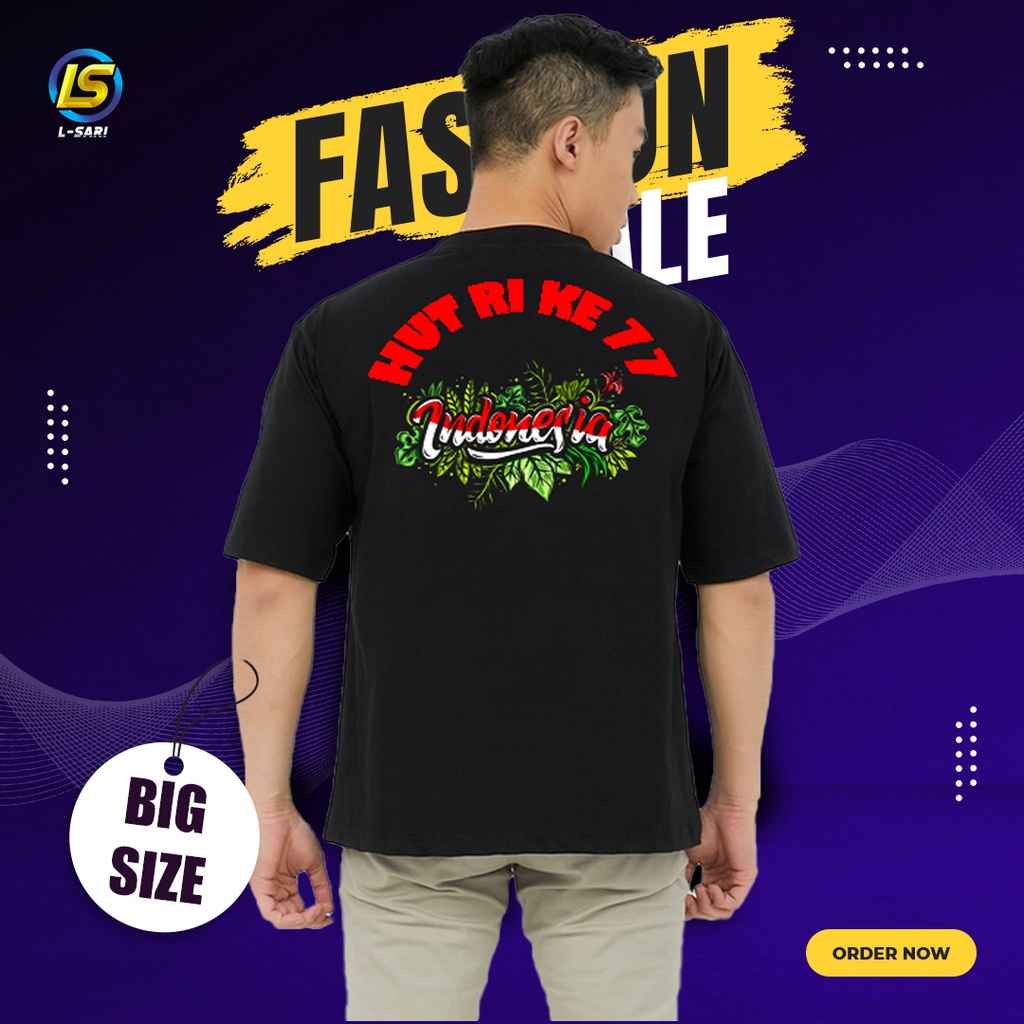 Kaos Hitam Kemerdekaan Indonesia 77 Jumbo 4xl 2xl L M S xl xxxl xxxxxl Bahan Katun Big Size m l Xl 2