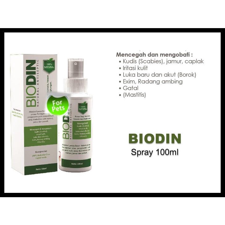 BIODIN SPRAY / SPRAY JAMUR KUCING JAMUR ANJING / PENYAKIT KULIT KUCING - TETES 12ML