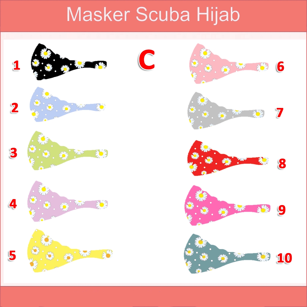 Masker hijab headloop scuba washable motif 4