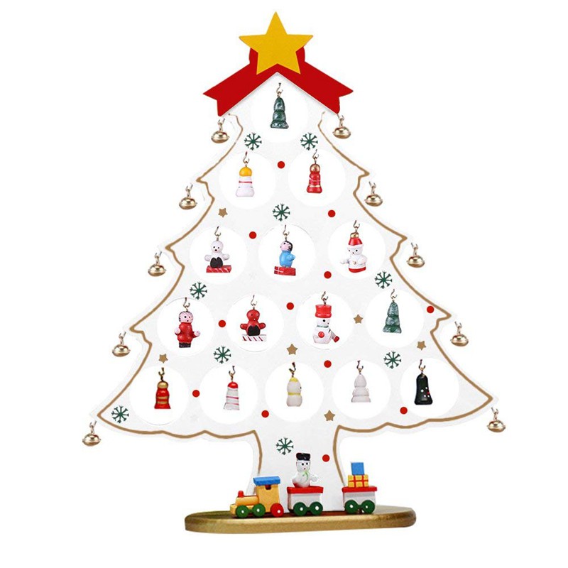 Pohon Natal  Mini Bahan Kayu Warna Putih untuk Dekorasi  