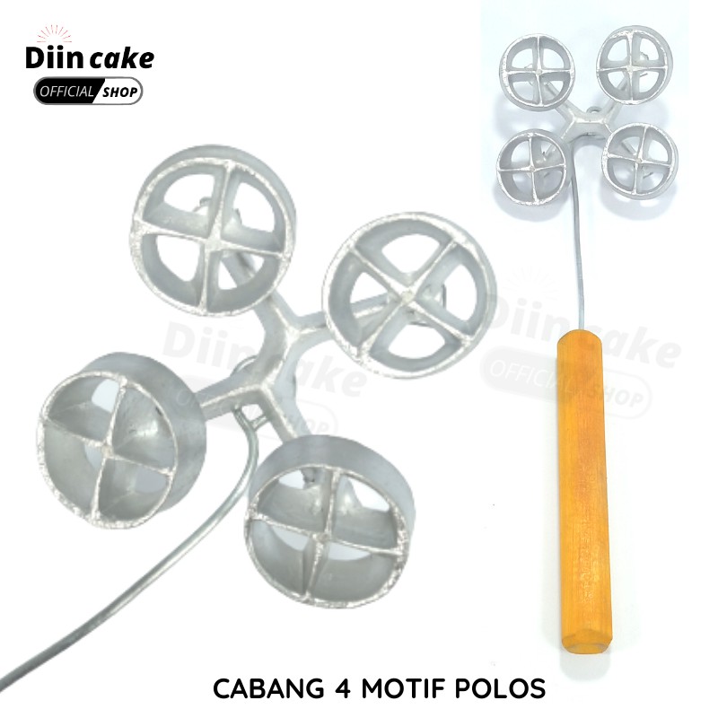 Cetakan Kue Kembang Goyang Bentuk Polos Diameter 4 cm Cabang Gandeng Isi 4 Anti Lengket