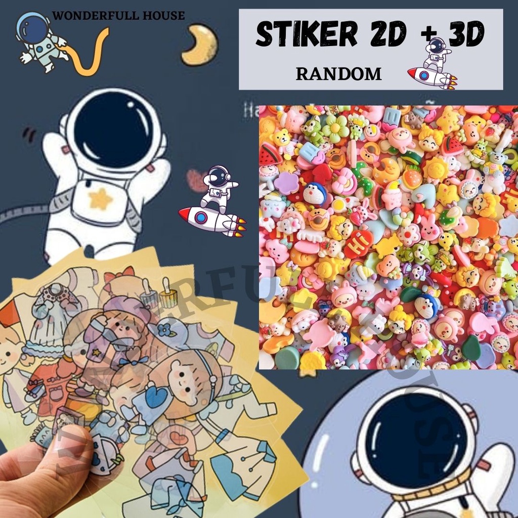 

Sticker Lucu Aesthetic 2D 3D Stiker Botol Minum Anak Stiker Buku Diary DIY Sticker Laptop Stiker HP