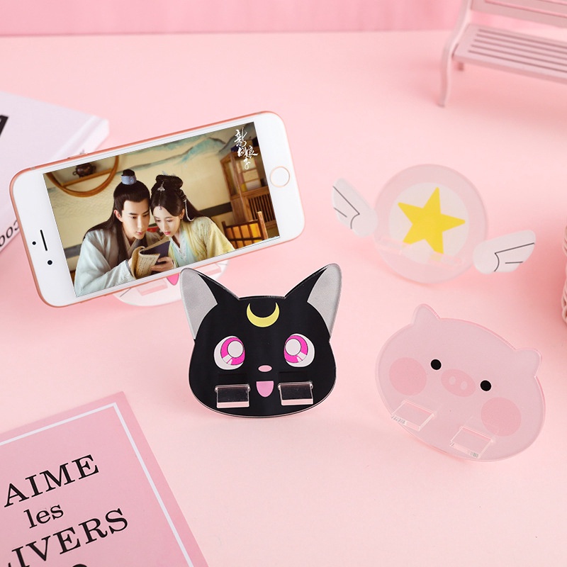 Stand Holder Bentuk Kucing Sailor Moon Bahan Akrilik Untuk Handphone Universal